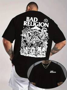 Men's Graphic T-Shirts - Punk Rock Design With BAD RELIGION Back Print - 黑色 - 查看 1