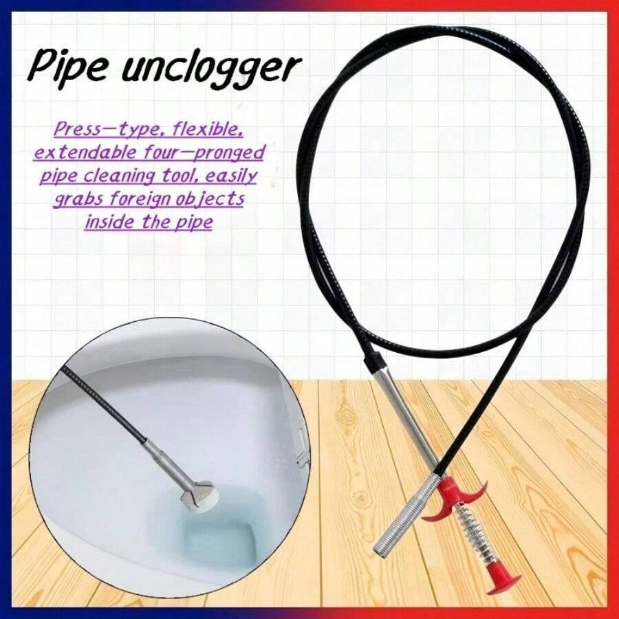 1 pièce Griffe de déboucheur de drain en fil d'acier flexible, outil de retrait de bouchon de drain d'évier à 4 griffes pour évier de cuisine, drain de sol, baignoire, débouchage de tuyau de salle de bain - 1 pièce - Voir 1