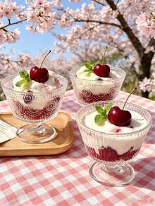 Ly thủy tinh dập nổi hình hoa hướng dương kiểu cổ điển, ly tráng miệng, bát thủy tinh đựng món tráng miệng, bát thủy tinh đựng kem và kem que kiểu Ins, bát đựng sữa chua và yến mạch cho bữa sáng. - Nhiều màu - Xem 10