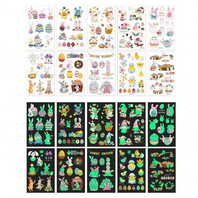 10 Miếng Dán Trang Trí Phục Sinh - Nhãn Dán Trang Trí Giỏ Quà, Nhét Trứng, Túi Quà, Nhãn Dán Hình Thỏ, Quà Tặng Lớp Học, Đồ Thủ Công, Quà Tặng Tiệc.