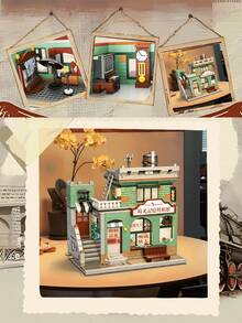 Vintage nostalgisches Straßenszenen Architektur Baustein Set, altmodisches modulares Bauenspielzeug, hilft Stress abzubauen und Angst zu reduzieren, kleines und exquisites Bausteinmodell, perfektes Geburtstagsgeschenk für Männer, ideal für Paarinteraktion und Puzzlespiele, auch ideal für Schlafzimmerdekoration und personalisierte Geschenke, ein einzigartiges Erwachsenenspielzeug, das Reizbarkeit lindern kann - Verschiedenfarbig - Übersicht 6