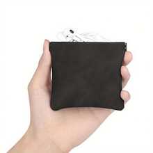 Edge Sewing Elastic Spring Open Craft Dustproof Portable Small Storage Pouch,Earbud Cable Organizer Bag, Soft Suede Fabric Minimalist Business Casual Style Mini Coin Electronic Accessory Bag, For Daily Carry Commute Travel Office Storage Holiday Gift - View 12