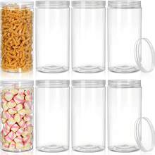 2pcs Transparent Plastic Jars With Lids, 26oz (Approx. 780ml), 8.5*15cm, Round Candy Storage Jars, Mason Jars, High PET Jars, Wide Mouth Food Storage Containers, Suitable For Dry Food, Spices, Nuts, Pasta - View 4