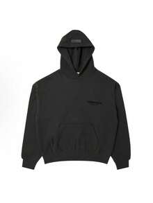 Essentials Pullover Hoodie 'Stretch Limo' SS22  Black Loose Drop Shoulder Hooded Sweatshirt, Vintage Flocking Process Combined With Modern Breathable Technology, Warm Cotton Flocking, Loose Urban Functional Wear, High-End Cotton For Urban Street Style, Loose Silhouette Gender-Neutral Design, Mixed-Color Cotton Low-Profile, Preferred Choice For Cafes And Hiking. - màu đen - Xem 5
