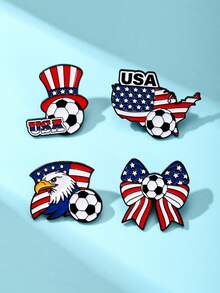 4 chiếc huy hiệu bóng đá World Cup Mỹ, Mexico, Canada, ghim cài áo bằng kim loại hình cờ Mỹ, quà tặng sưu tầm dành cho người hâm mộ. - Nhiều màu - Xem 2