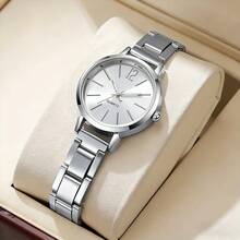 5件套女士时尚商务休闲优雅圆形表盘石英表，搭配水晶镶嵌项链、戒指、耳环首饰套装，适合作为生日、节日、毕业典礼、家庭聚会、庆祝活动、母亲节等场合的女士礼物。 - 彩色 - 查看 4