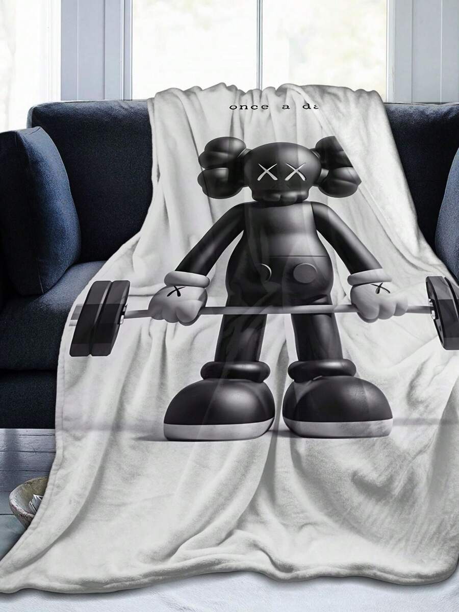 Kawss Kawaii Kaw Blanket Luxury Anime Flannel Blanket - Ultra Soft Cartoon Print, The Perfect Gift For Any Occasion, Christmas, Birthday, For Home, Camping & Travel Use - màu đen - Xem 1