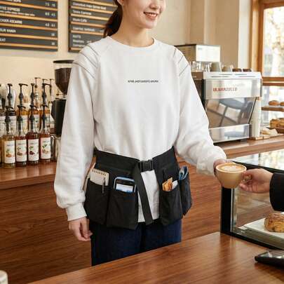 可调节腰包，多口袋设计，大容量，适合城市通勤、散步、遛狗、徒步旅行、露营和烧烤。