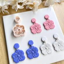 2pcs/Set Bohemian Flower Soft Clay Earring Mold, Suitable For DIY Earrings And Jewelry Making, Ceramic Earring Crafting, Handmade Earring Making Tools - Apricot - View 5