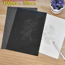 50 tờ giấy than sao chép khổ A4, giấy than chuyển nhiệt thích hợp cho vẽ và đồ họa, có thể tái sử dụng, hình ảnh rõ nét, thích hợp cho vải bố, vải, giấy và các sản phẩm thủ công DIY - Kích thước giấy than chuyển nhiệt 21,59 x 29,7 cm - A4 - Xem 2