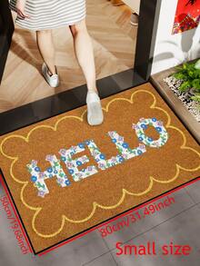 1 pieza Felpudo de entrada con diseño de flor "Hello", de felpa corta minimalista amarilla, de secado rápido y antideslizante, lavable, adecuado para cocina, baño, comedor, pasillo, fiesta, todo el año - 1PC - Ver 11