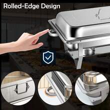 Chafing Dish Buffet Set Of 2Pack,316 Stainless Steel Chafer Buffet Servers And Warmers Sets With Lid Folding Frame, Rectangular Chafing Dishes For Parties, Weddings, Catering Events, Silver (3*1/3 ) - 3*1/3 - View 9