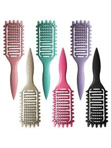 4pcs Curly Hair Styling Brush Set, Soft Curl Brush, Curling Brush, Open-Ended Elastic Curl Brush, Curling Hair Brush, For Detangling, Shaping And Styling Curly Hair, Suitable For Women, Reduces Pulling, Easy To Use, Fits All Hair Types, Hair Brush, Curling Brush, Open-Ended Brush, Massage Brush - Multicolor - View 7