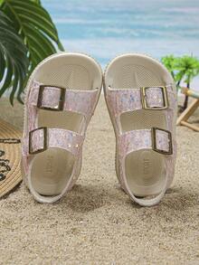 Giày sandal đế dày đính đá đôi cho bé gái, giày công chúa mềm mại chống trơn trượt cho mùa hè. - Hồng - Xem 5