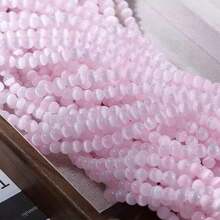 1 sợi hạt đá mắt mèo màu hồng, hạt rời tự làm, hạt đá mắt mèo tròn, hạt đá mắt mèo rời để tự làm vòng cổ, trang sức, vòng tay, phụ kiện. - PK hồng - Xem 4