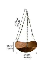 Hanging Bird Bath, Designed For Birds To Play, Spacious Bowl-Shaped With Ample Water, Provides And Comfortable Water Bath, Drinking And Playing Space For Birds. Natural Wood-Grain Appearance Blends Well With Outdoor Environment, Paired With Thick Metal Chain And Sturdy Hanging Hook For Stable Suspension. Open Structure Allows Birds To Freely Enter And Flap Their Wings, Clean Their Feathers. - Multicolor - View 2