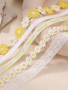 5pcs/Set Girls' Satin Daisy Flower Necklace Jewelry Set - Yellow - View 3