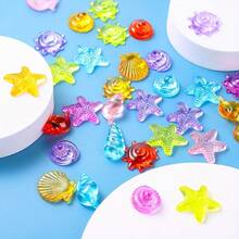 30 Pieces Of Colorful Artificial Decorative Shells, Creative Transparent Crystal Decorations For Fish Tanks And Pools, Starfish, Shells, Beach Scenery, DIY Decorations For Parties And Events, Fish Tank Arrangements - View 7