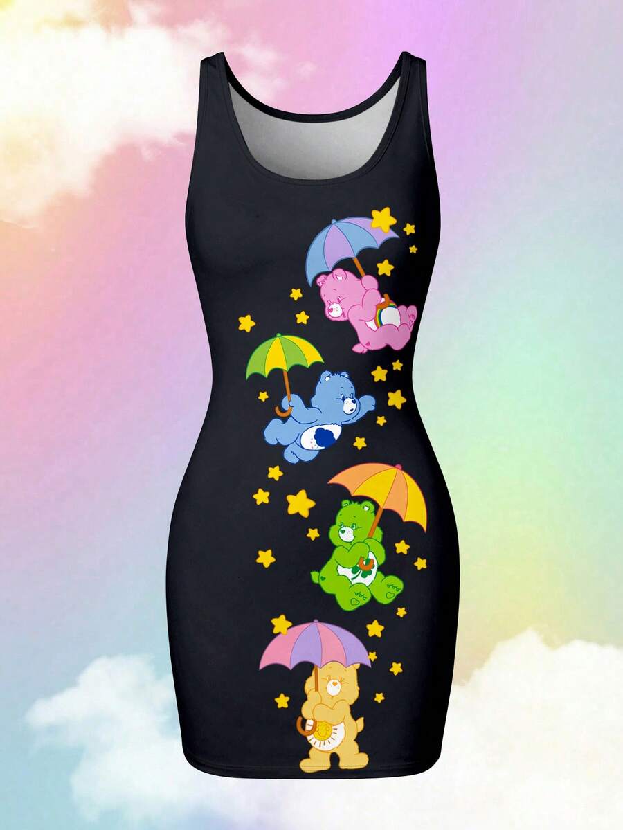 SHEIN | Care Bears Đầm in họa tiết phối hợp, tạo nên phong cách ngọt ngào và cá tính, dễ thương nhưng độc đáo. - màu đen - Xem 1