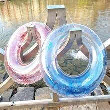 1pc Transparent Sequin Inflatable Swimming Ring, Thick PVC Crystal Swimming Ring Armpit Float, Adult - Clear - View 40