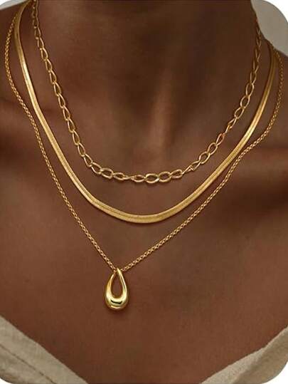 Collar con colgante de herradura de cadena multicapa, accesorio de moda con diseño elegante