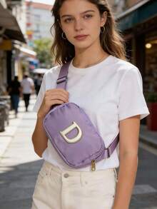 Letter A Pattern Women's Waist Bag Nylon Crossbody Chest Bag For Travel & Daily Use - Multicolor - View 6