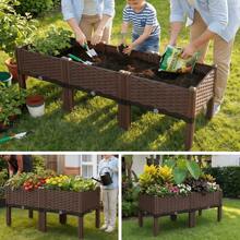 Square Elevated Vegetable Planter Box With Drainage System, Suitable For Various Weather Conditions, Can Raise Balcony Planter, Garden, Lawn, Flower Pot, Outdoor Railing Planter Box, Rectangular Planter Box, Creative Christmas Planter, Rectangular Garden Bed Set For Indoor/Outdoor Use - (Thickened) Single-unit Box - View 13