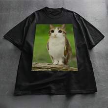 Meowl Meme Cat Tshirt Funny Cat Meme Tee Cat And Owl Brainrot Meowl Tee Unhinged 90s Kitten Tee Funny Graphic Shirt Fashion Tee - 款式 - 查看 1