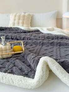 1 chiếc chăn taffeta màu xám đậm, hai lớp, mềm mại và ấm áp, thích hợp cho ghế sofa, giường, phòng lạnh, có thể giặt máy, dùng được cả bốn mùa - Màu xám đen - Xem 9