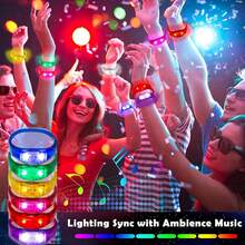 20 PCS LED Light-Up Music Bracelets, Sound-Activated Flashing Wristbands For New Year's Eve Parties, Raves, Glow Parties, Christmas Party Favors, Birthday Gifts, Carnivals, Concerts And Night Events - View 5