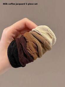 10-1 pièce Élastiques à cheveux noirs pour femmes, bandes à cheveux à haute élasticité, tissu doux et confortable, bande élastique large antidérapante, plusieurs couleurs disponibles, élastiques à cheveux de style bohème mignon avec motifs unicolore et floraux, accessoires pour cheveux, convient pour les queues de cheval - Multicolore - Voir 9
