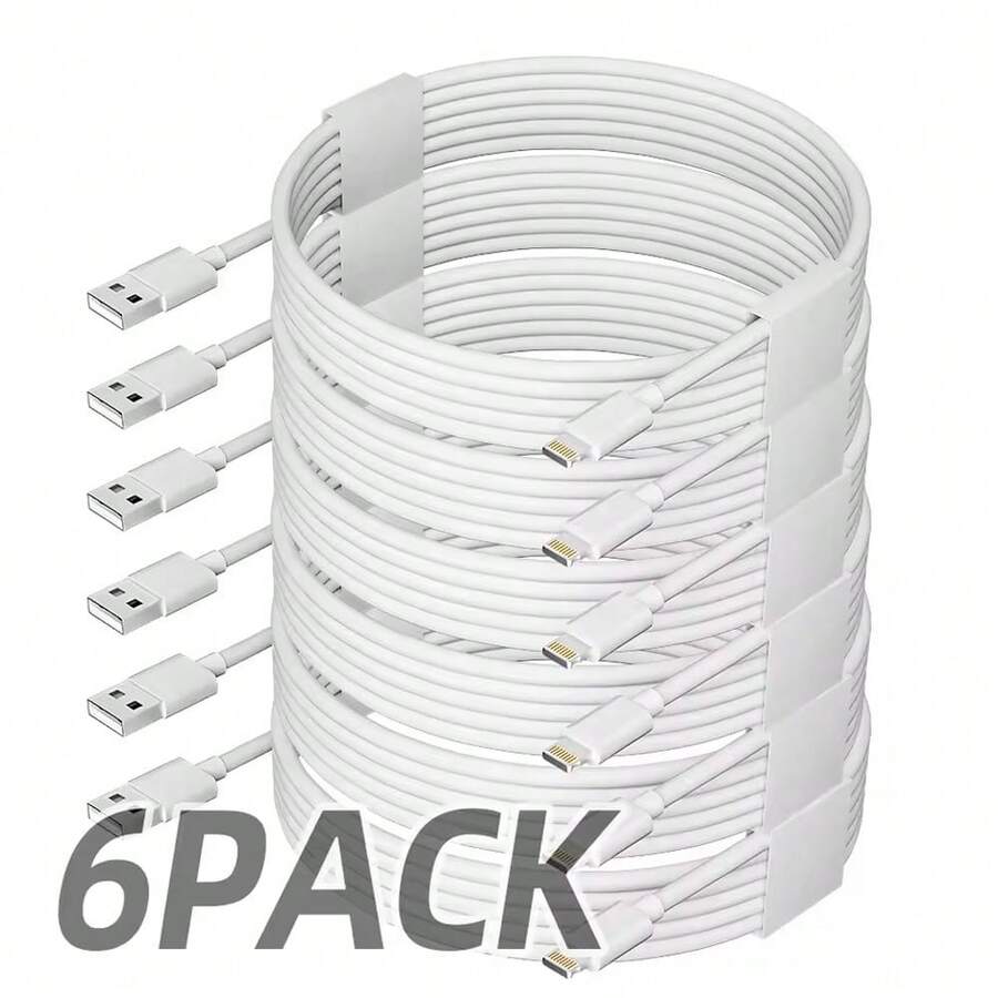 1/3/6 piezas Cable de carga rápida y transferencia de datos de alta velocidad de 3,3 pies/100 cm compatible con iPhone 14 Pro Max/14 Pro/14 Plus/14/13/12/11/XS/XR/8/7/6 Series - Blanco - Ver 1