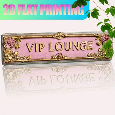 Biển hiệu phòng chờ VIP 2D phẳng, 1 chiếc - Trang trí tường bằng kim loại cổ điển sang trọng, chữ in UV, thiết kế khoan sẵn, phù hợp cho nhà ở, hầm rượu và các sự kiện - Biển hiệu VIP cổ điển, kiểu dáng 2D phẳng