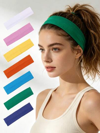 1Pc Stretchy Teen Headbands Soft Breathable Candy Color Sports Hair Bands For Workout & Daily Wear