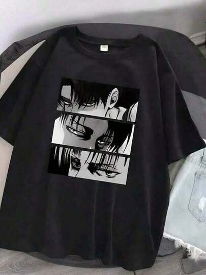 2026.superiores.Damen-Weihnachts-T-Shirt mit Anime-Print - Anime-Print-T-Shirt - 'S ACKERMAN HARAJUKU Neutrales Kurzarm-T-Shirt - Lässiges T-Shirt für Damen, Größen S~3XL, Herren-Outdoor-T-Shirt, perfektes Weihnachts- und Partygeschenk für Freunde, Halloween-T-Shirts für Herren, geeignet für lässige Sommerkleidung im Freien.