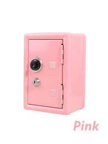 1 pieza de Hucha vertical, Caja de almacenamiento de monedas de metal, Alcancía pequeña de escritorio con llave y cerradura con contraseña, Organizador de suministros de oficina, con cajón incorporado, regalo ideal para familia y amigos - Rosa - Ver 14