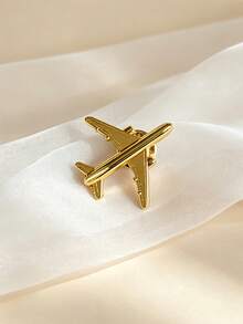 Broche de avión vintage, pasador de solapa de avión de moda, adecuado para fiestas, temas deportivos, Navidad y otras ocasiones, insignia de aleación, adecuado para todas las estaciones, perfecto para uso diario y ocasiones de fiesta, accesorio de pasador de metal único - Dorado - Ver 6