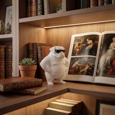 3D Printed Bulldog Fashion Glasses Figurine, Creative Desktop Decor, Home Accessory & Gift