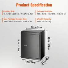 Mailboxes - Black - 15.4" X 10.6" X 20.5" - View 11