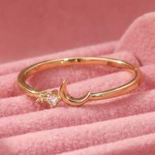 3pcs/Set Sun Moon Star Zirconia Stackable Rings, Vintage Elegant Women's Party Gift - Gold - View 6
