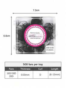Curl: C 14D/16D/20D/30D/40D Black Pramde Fans Lashes 0.03mm Hand Made Premade Loose Fans Eyelash Extensions 500 Fans - C - View 5