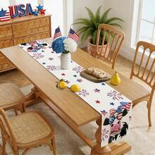 1pc Patriotic American Bull Design Table Runner, Stars And Stripes Fireworks Print Desktop Decor, Suitable For July 4th Independence Day Restaurant, American Farm Home Decoration - White - View 5