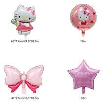 Bộ bóng bay trang trí tiệc Sanrio, Bộ bóng bay số Hello Kitty màu hồng KT, Bộ bóng bay trang trí tiệc, Bộ bóng bay hình hoạt hình Hello Kitty dễ thương, Trang trí không gian bằng bóng bay, Bóng bay sinh nhật Hello Kitty, Bóng bay tiệc ngày lễ - Xem 11