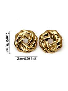 Vintage Gold Stud Earrings For Women 18K Gold Plated Butterfly Flower Heart Bow Knot Geometric Chunky Earrings Hypoallergenic Stainless Steel Fashion Jewelry For Daily Wear Party Gift - Multicolor - View 9