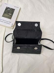 简约通勤女士新款时尚优雅手提包，单肩斜挎小方包 - 黑色 - 查看 8