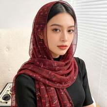 Shiny Casual Polyester Scarf/Headscarf, Suitable For All Seasons - Black - View 9