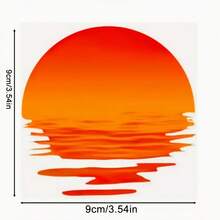 Elegant Sunset Car Stickers - Fun Self-Adhesive Decals For Side Windows, Fuel Tank And Exterior Decoration - Featuring Vibrant Orange And Yellow Gradient Design, Car Window Stickers - 1pc - View 4