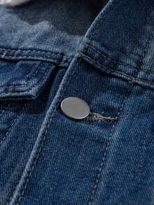 Men's Long Sleeve Retro American Style Denim Jacket, For Fall - Medium Wash - View 10