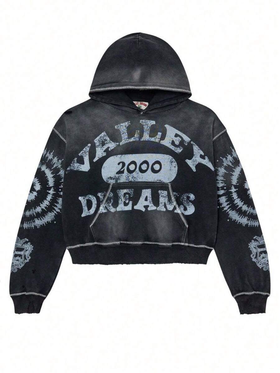 American Graffiti Print Loose Casual Zip-Up Hooded Sweatshirt For Men And Women - YN-2 - Xem 1
