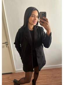 's Overcoat, Wool, Warm, Thick, Elegant, For Cold Weather Winter - 黑色 - 查看 2